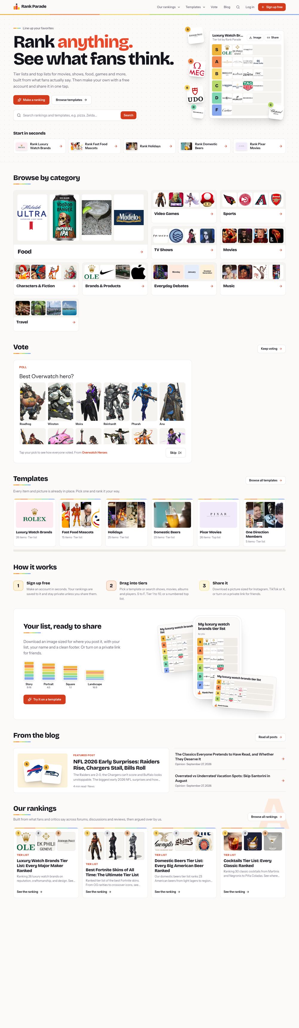 Rank Parade homepage